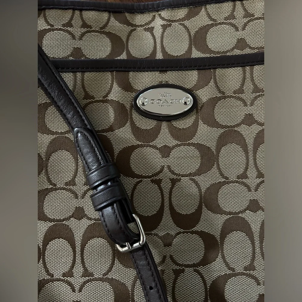 Coach Signature File Crossbody Bag - Brown/Khaki Canvas - Picture 3 of 10